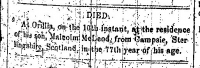 Malcom McLeod death notice 1862