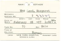 David Cameron Macleod Birth Card